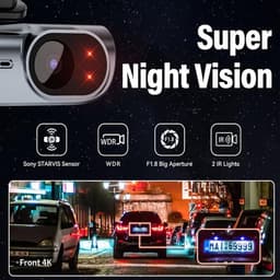UHD 4K (3840 x 2160p) dashcam voor auto's met ingebouwde wifi, DVR-camera en videorecorder (blackbox), inclusief 24-uurs bewaking en nachtzicht. — thumbnail 5