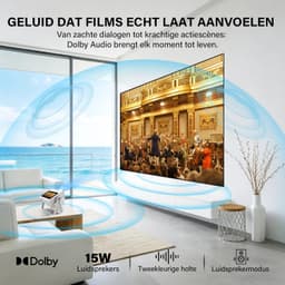 Beamer 1200 ANSI Lumen - Full HD 1080p Resolutie - LCD Scherm - WiFi 6 Bluetooth - Draagbare Thuisbioscoop Projector — thumbnail 2