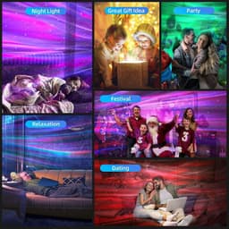 Sterrenlichtprojector voor slaapkamer met 33 verlichting, Aurora-projector met Bluetooth 5.0-luidspreker, Smart APP, 8 witte geluiden nachtlampje met IR-afstandsbediening — thumbnail 5
