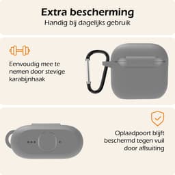 Hoesje - Geschikt voor Apple AirPods 5 - met Clip - Siliconen Hoes - Silicone Case Cover - Grijs — thumbnail 5