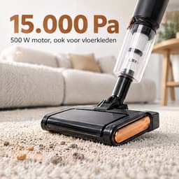Cheqo® Steelstofzuiger met Dweilfunctie - 2-in-1 Stofzuiger en Dweil - Dweilstofzuiger met Snoer - Handstofzuiger - Kruimeldief - Vloerreiniger - Stofzuiger zonder Zak - HEPA Filter - 500W - 15000 Pa Zuigkracht - Lichtgewicht - Zwart — thumbnail 4