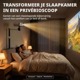 Beamerstandaard voor bed en bank, projectorhouder zonder boren, 360° draaibare beamerhouder, wand/nachtkastje, stabiele stalen beamer-wandhouder voor slaapkamer en woonkamer (23,5-37,5 cm) — thumbnail 3