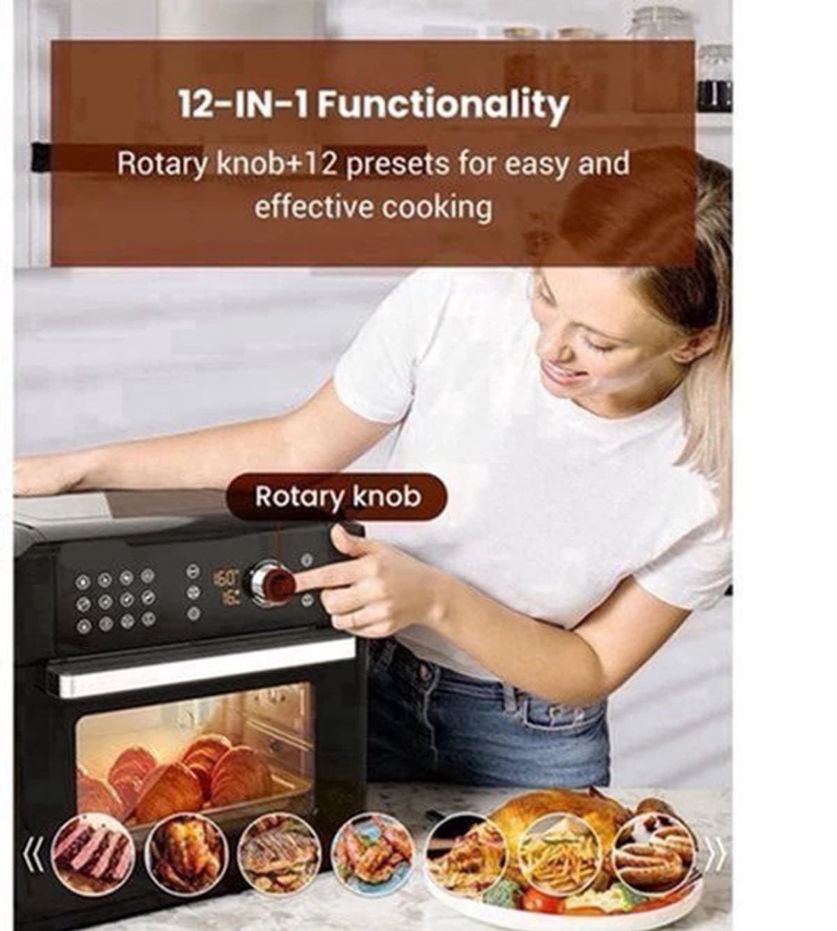Airfryer oven - Hetelucht Friteuse - Air Fryer - 15L - Grote Inhoud - 12-in-1 - 1700W - App Bediening - 360° Luchtcirculatie - Touch Screen - Turbo Functie — afbeelding 1