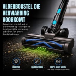 Kymo 2 in 1 Draadloze Stofzuiger met Dweilfunctie - 450W - 33kPa - Stofzuiger Zonder Zak - Steelstofzuiger Draadloos op Accu - Stofzuigen en Dweilen - Kruimeldief - Handstofzuiger - Snoerloze Stofzuiger - 62 Min Accu — thumbnail 3
