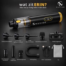 Nuvior NIVOX Kruimeldief – Draadloos – Handstofzuiger – Auto Stofzuiger – Air Duster – usb c kabel — thumbnail 2