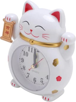 Lucky Cat Alarmklok Chinees Lucky Cat Table Clock Cute Cartoon Clock Decoratie Ornament voor Kinderkamer Kinder Slaapkamer (YF2025B) — thumbnail 2