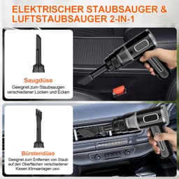 DESMIU Stofzuiger – Krachtige Zuigkracht – 31 X 14,5 X 6 Cm – Abs – Zwart – Voor Auto En Thuis – Draadloos En Compact — thumbnail 4