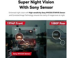 Dashcam voor Auto - Dash Cam - Dual Car Camera Recorder 1944P HD Voor- en Achtercamera - GPS Wifi Car DVR - 24U Parkeerbeveiliging - D²save Opslag