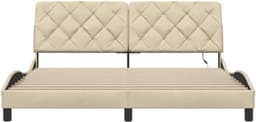 Bedframe met led, crèmekleurige stof, 180 x 200 cm — thumbnail 4