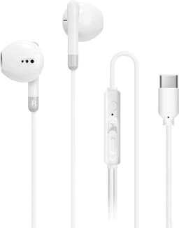 USB-C Hoofdtelefoon met Kabel, In-Ear Oordopjes Type C met Microfoon, Compatibel met iPhone 15 16 iPad Pro, Samsung Galaxy S25 S24 S23 A55 A53, Google Pixel, Huawei, Mi, Oppo, Wit — thumbnail 1