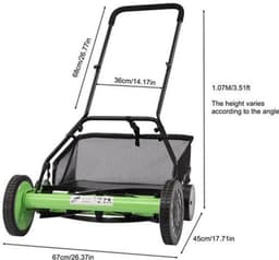 Handgrasmaaier – Handmaaier – Kooimesmaaier – Duwgrasmaaier – Gazonmaaier – 50,8 cm Maaibreedte – 9 Instelbare Maaihoogtes – 65-Mangaan Stalen Messen – Met Opvangzak – Groen — thumbnail 1