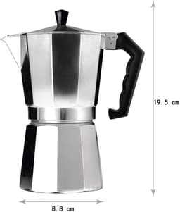Mokapot - Waterreservoir 300 ml - Gegoten Aluminium - Zilver - Voor Gas, Elektrische en Keramische Kookplaten - Niet voor Inductie — thumbnail 3