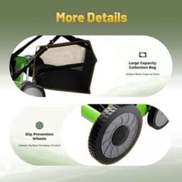 Handgrasmaaier – Handmaaier – Kooimesmaaier – Duwgrasmaaier – Gazonmaaier – 50,8 cm Maaibreedte – 9 Instelbare Maaihoogtes – 65-Mangaan Stalen Messen – Met Opvangzak – Groen — thumbnail 5