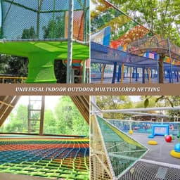 Klimmen Cargo Net Dubbellaags Knooploos Veiligheidsnet Voor Speeltuinen Zware Valbescherming Voor Boomhut, Klimrek, Kinderschommel Hangmat(Size:3 * 3m(10 * 10ft),Color:multicolor) — thumbnail 4