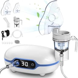 Elektrische inhalators Compressor Vernevelaar voor Volwassenen en Kinderen, Draagbaar Stil Inhalatieapparaat voor verkoudheid of astma met extra accessoires en lange buis Gezinsgebruik — thumbnail 1