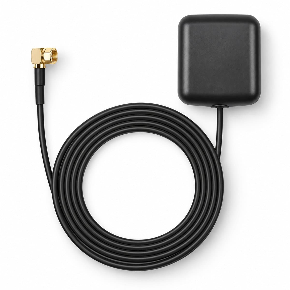 Boscer GPS Antenne - Geschikt voor Android Autoradio & Navigatie - SMA Aansluiting Haaks (90°) - Actieve GPS Ontvanger 28dB - 1,7 Meter Kabel - Zelfklevend - Zwart — afbeelding 1
