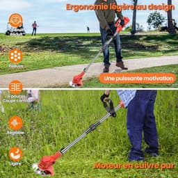 Draadloze Grasmaaier met 3 Snijbladen, 21V, Lichtgewicht en Verstelbaar voor Tuinonderhoud — thumbnail 5