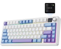 EPOMAKER x AULA F75 MAX - Wit/Blauw - Mechanisch Draadloos Toetsenbord - RGB - 75% - QWERTY - Gaming Keyboard - Leobog Reaper Switch