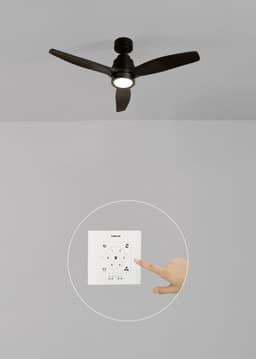 CREATE - Plafondventilator 40W silent 100% hout - Zwart - Ø112cm - Met licht - Controller voor wandmontage + afstandsbediening - WIND STYLANCE — thumbnail 5