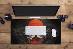 Muismat XXL 80x40 cm - Bureau onderlegger - Bureau mat Krijger - Rode trappen - Zon - Berg - Bureaumat - Gaming mousepad xl - Bureaulegger groot - Computer deskmat — thumbnail 4