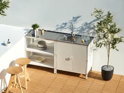 BELIANI VILAMA - Tuin kookeiland met keukenkast 2-delig - Wit - RVS — thumbnail 3