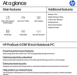 HP ProBook 4 G1iR Intel Core 5 120U Laptop 40,6 cm (16") WUXGA 16 GB DDR5-SDRAM 512 GB SSD Wi-Fi 6E (802.11ax) Windows 11 Pro Zilver — thumbnail 2