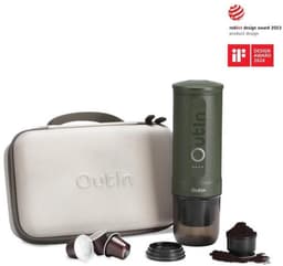 Outin - Draagbare Elektrische Espressomachine met Beschermkoffer | Koffiezet apparaat voor Onderweg | Capsules & Gemalen Koffie | Portable Espresso Machine | Cadeauset | 20 bar | Draagbare Koffiemachine | Reis & Camping Koffiezetapparaat | 12 volt — thumbnail 1