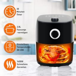 Mini Heteluchtfriteuse met Temperatuurregeling, 1400 Watt, 5-in-1 Multicooker voor Gezond Frituren en Koken — thumbnail 2