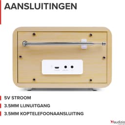 DAB radio met Bluetooth - Audizio Milan - DAB radio retro met accu en FM radio - Bamboe — thumbnail 5