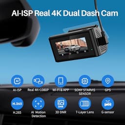 Dashcam 4K met Nachtzicht en GPS, 64GB SD Inclusief, 3,16" IPS Scherm, Continu Opnemen, Parkeerstand 24U — thumbnail 4