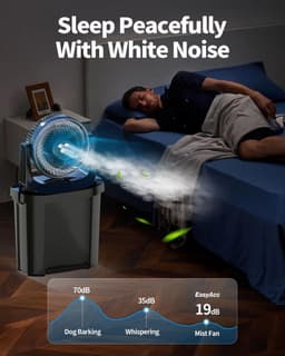 Draagbare luchtkoel ventilator – Mini aircooler met verneveling – Koelen & bevochtigen – Stil en compact – Ideaal voor slaapkamer, bureau & reizen — thumbnail 3