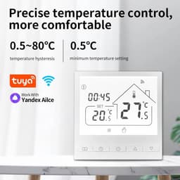 Slimme Thermostaat - Wifi Verwarming - Energie Besparen - Spraakbesturing Afstandsbediening - 3A - Wit — thumbnail 4