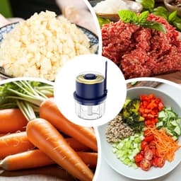 Mini Hakmolen - Kleine Keukenmachine - Eten Bereiden - Oplaadbaar Draadloos - 350ml Capaciteit - Blauw — thumbnail 5