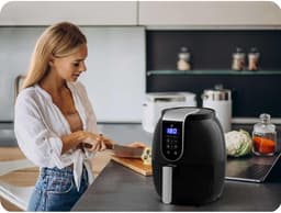 Vetvrije friteuse - Hetelucht friteuse Airfryer - Gezond koken - Met display - 26 liter - Zwart zilver — thumbnail 4