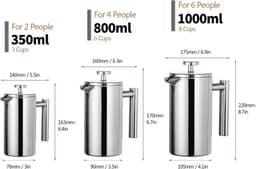 350 ml French press koffiezetapparaat, roestvrij staal, dubbelwandig geïsoleerd, voor filterkoffie — thumbnail 5
