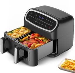 Heteluchtfriteuse XXL Dual Zone 10L (6L+4L) – 2800W, Airfryer met 12 programma’s, LED-display, voorverwarmfunctie & kijkvenster – veelzijdig en efficiënt — thumbnail 1