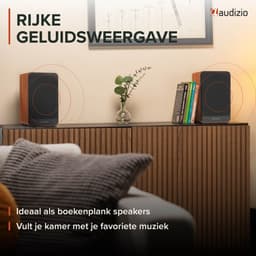 Boekenplank speakers - Audizio BS10 actieve speakerset - HiFi speakers met Bluetooth - 80W - Houtlook — thumbnail 3