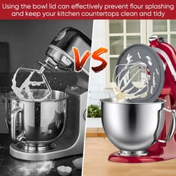 Mengkom met Deksel - Mixer Kom - Bakken en Mixen - Food Grade Roestvrij Staal - 5 Quarts - Zilver — thumbnail 3