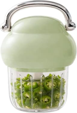 Elektrische Mini Hakker - Keukenmachine Oplader - Snel Ingrediënten Snijden - Oplaadbaar Met Handvat - 350ml Capaciteit - Groen — thumbnail 1
