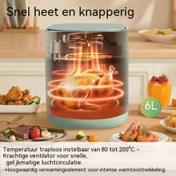 Glitzerlife - Airfryer Heteluchtfriteuse Friteuse - 6L kijkvenster 7 programma's - 11 functies touchscreen timer - 10 x bakpapier voor familiekeuken - 1500W stille anti-aanbak gezinskeuken - Groen — thumbnail 4