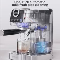HiBREW H13A Halfautomatische 3-in-1 Koffiemachine – 20 Bar Extractiedruk – PID Temperatuurcontrole – Dubbel Boilersysteem – 1,3L Afneembaar Waterreservoir – Melkopschuimer – Zilver/Grijs — thumbnail 2