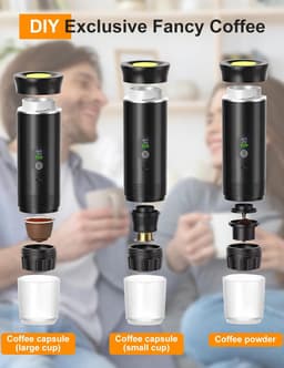Koffiezetapparaat - Espresso machine - Verse koffie zetten - Compact design - 1-kops - Zwart — thumbnail 4
