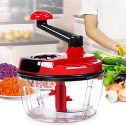 Handmatige Keukenmachine - Voedselhakker - Maaltijden Bereiden - Veelzijdig Inzetbaar - 18.5 x 18.5 x 22 cm - Rood — thumbnail 5