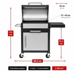 Landmann GrillChef Houtskoolbarbecue - 96 cm - Gietijzeren Rooster - Met Deksel — thumbnail 2