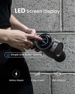 Massage Gun - Spierstimulator Percussie - Spierherstel Ontspanning - Bluetooth App Bediening - 14.5 x 5.8 x 18.5 cm - Zwart — thumbnail 2