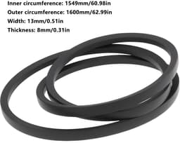Dailygoods- Aandrijfriem Perfecte compatibiliteit - Vervangonderdeel GX26401 - Nauwkeurige afmetingen 1549 x 13 x 8 mm - Duurzaam rubber - Geschikt voor John Deere ZTrak - Grasmaaier Riem — thumbnail 3