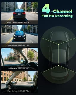 Dash Cam Auto - Auto Camera - Veilig Rijden - 4 Kanaals Opname - 360 Graden - Zwart — thumbnail 3