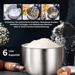 Keukenmachine - Keukenapparaat Mixer - Eten Bereiden - 3-in-1 Functionaliteit - 75 Liter Kom - Grijs — thumbnail 2