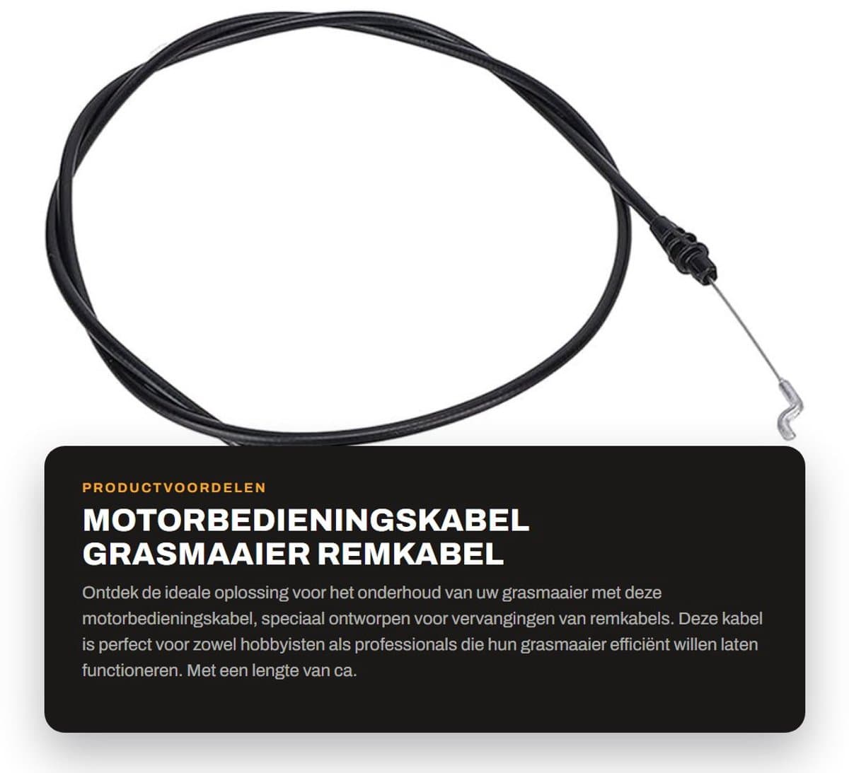 Dailygoods- Motorbedieningskabel Vervanging voor Toro Grasmaaier - Remkabel - PVC/Nylon/Staaldraad - Lengte 147 cm - Uittrekbare lengte 80 mm - Artikelnummer 104-8676 — afbeelding 1