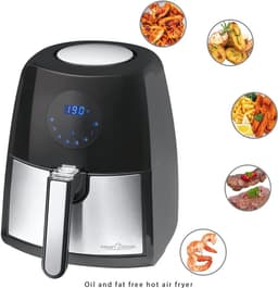 Hete Lucht Friteuse - Gezonde Frituur - Vetarm Koken - 7 Programma's - 2.5 Liter - Zwart RVS — thumbnail 4